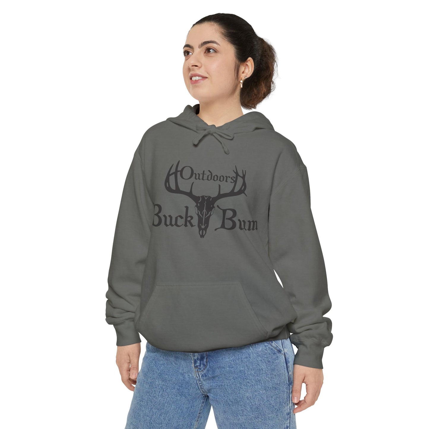 Buck Bum Outdoors Hoodie | Unisex Garment-Dyed Sweatshirt for Nature Lovers, Autumn, Camping, Casual Wear