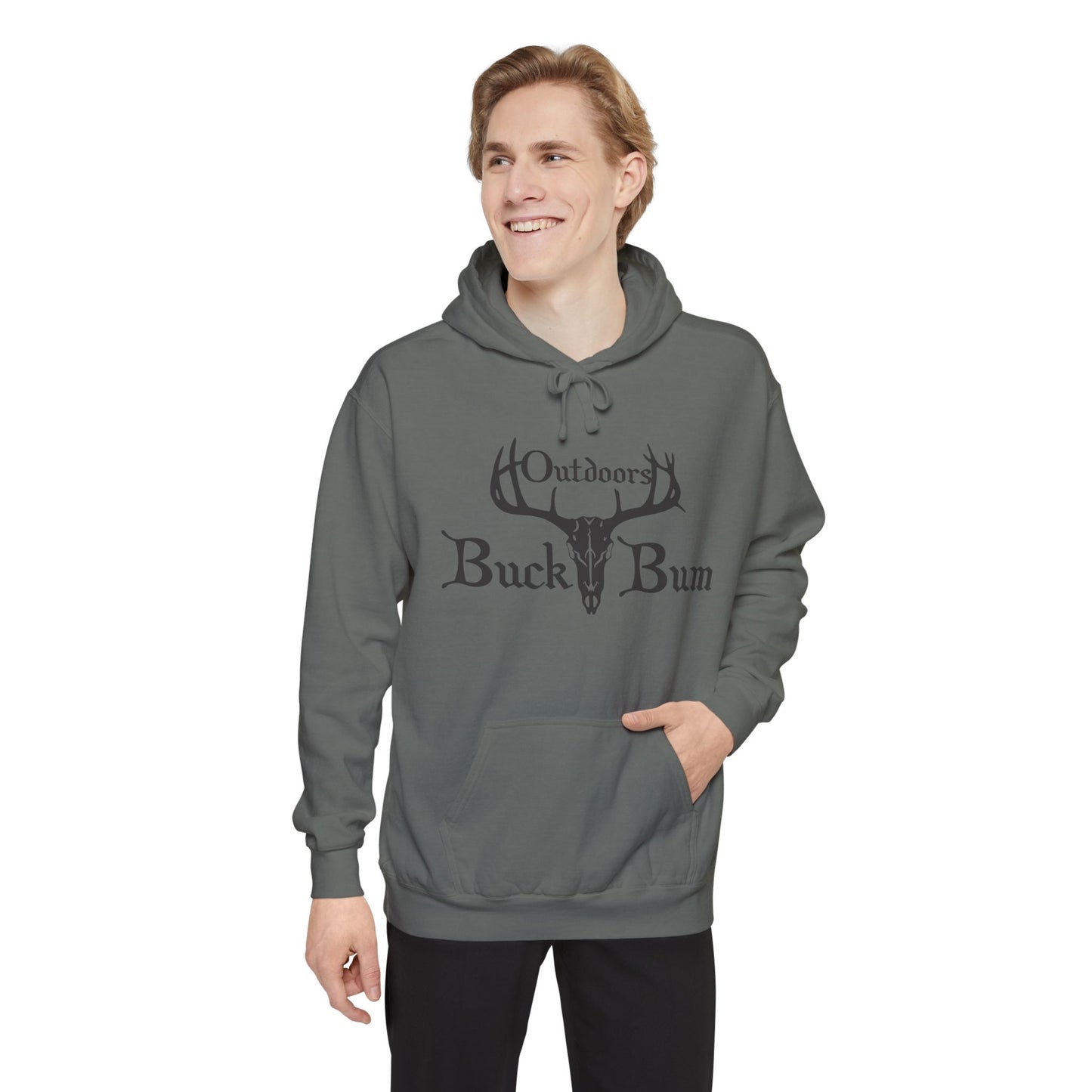 Buck Bum Outdoors Hoodie | Unisex Garment-Dyed Sweatshirt for Nature Lovers, Autumn, Camping, Casual Wear