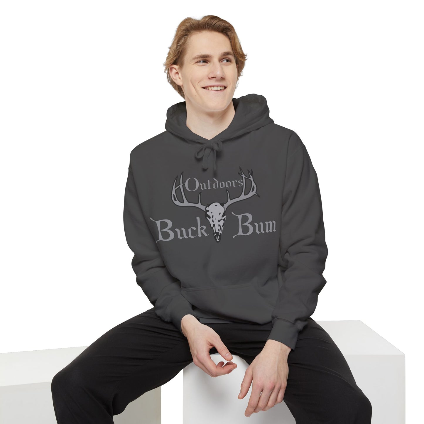 Buck Bum Outdoors Hoodie  | Unisex Garment-Dyed Sweatshirt for Nature Lovers, Autumn, Camping, Casual Wear
