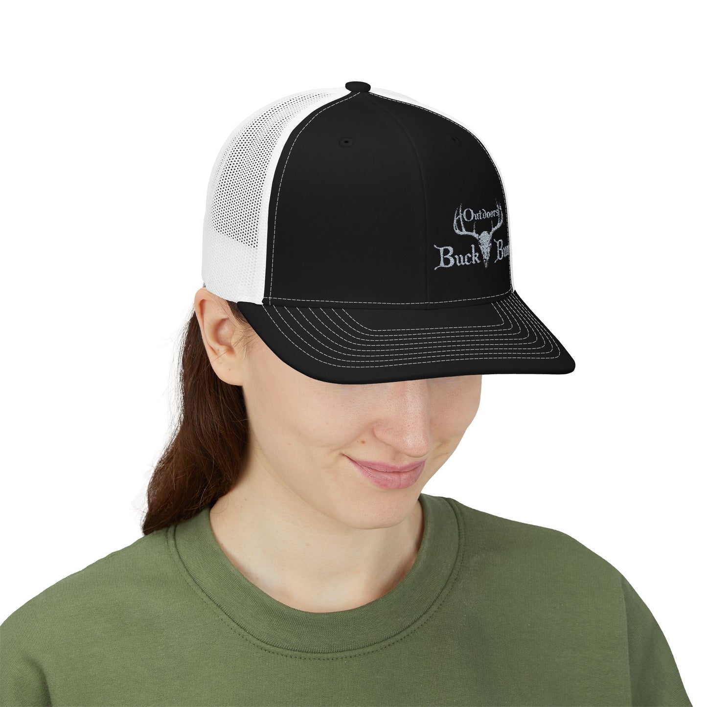 Buck Bum Outdoors Snapback Trucker Cap  - Stylish Hat for Hunting, Fishing, Camping, Outdoor Adventures.